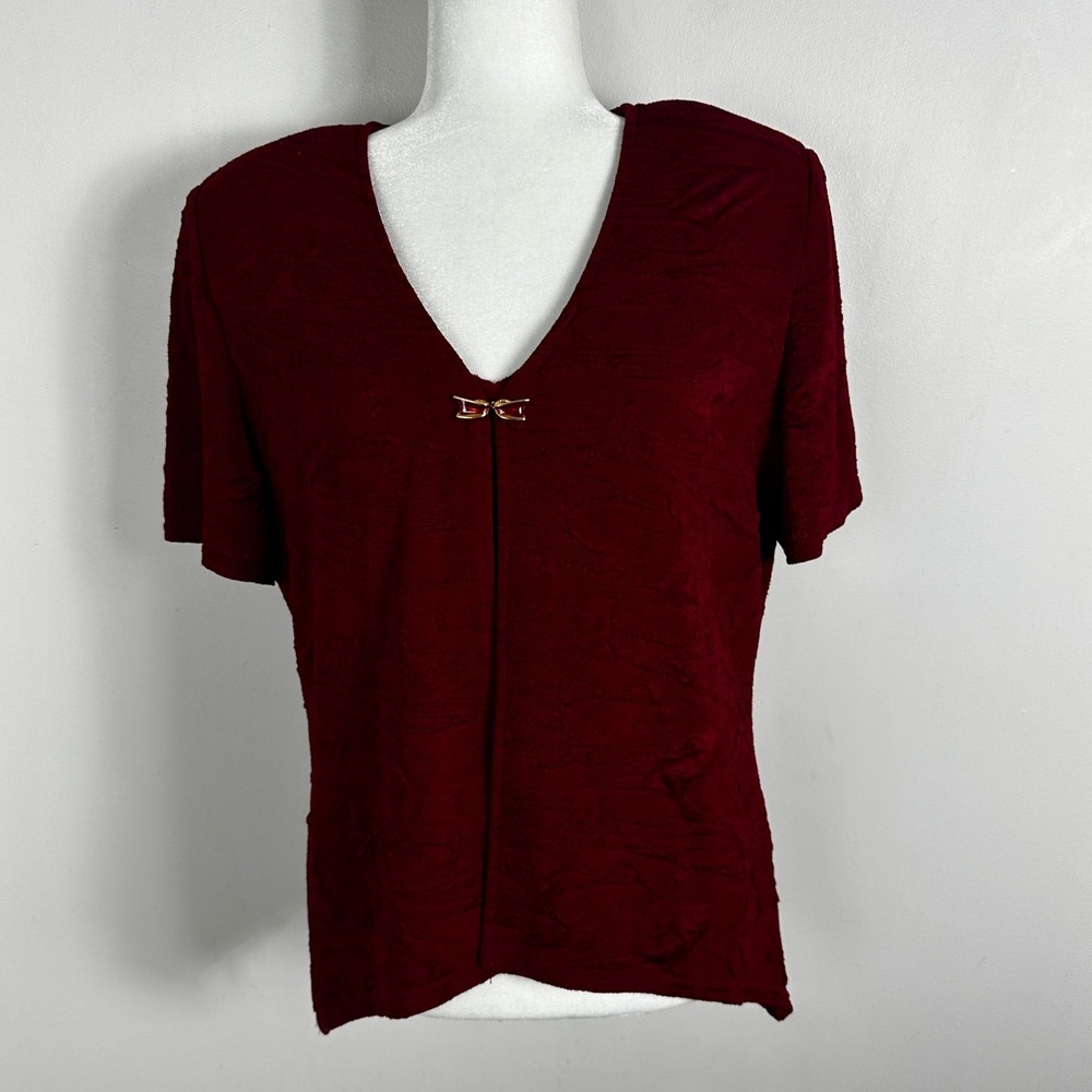Vintage Joseph Ribkoff Canada Red Textured Two Piece Top‎ Womens Sz 14 Red Layer